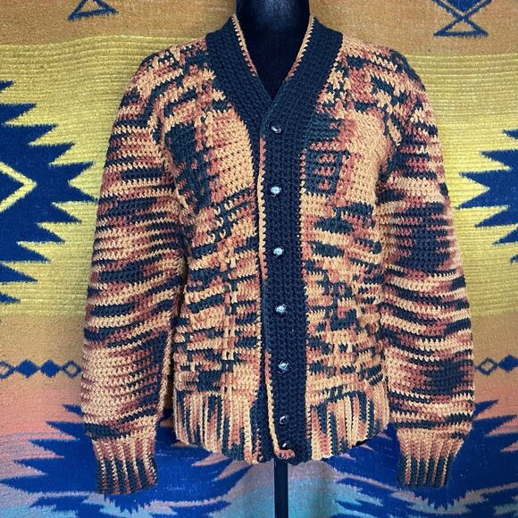 Vintage Handmade Knit Fall Button Up Sweater. OOAK. Medium. Autumn Harvest Vibes - Picture 15 of 15